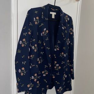 Navy floral blazer